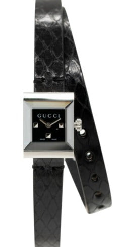 Gucci G-Frame Black Dial Black Leather Strap Watch For Women - YA128526 Buy Now By Gucci
