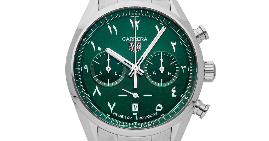 Tag Heuer Carrera Automatic Chronograph Limited Edition Green Dial Silver Steel Strap Watch for Men - CBN2014.EB0240 Buy Now By Tag Heuer