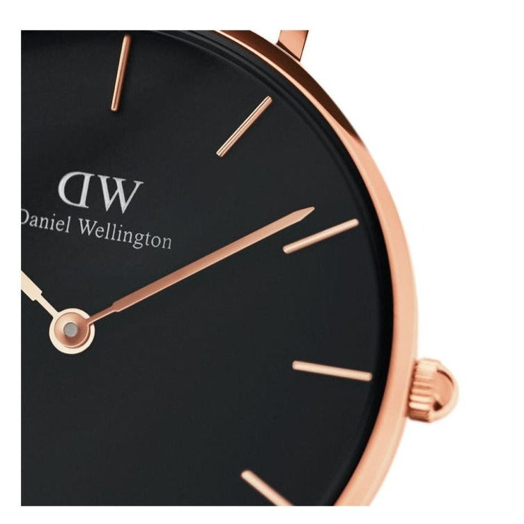 Daniel Wellington Classic Petite Dover Black Dial White NATO Strap Watch For Women - DW00100312 Buy Now By Daniel Wellington