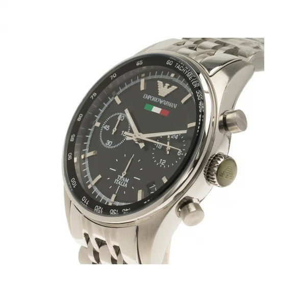 Emporio Armani Sportivo Chronograph Black Dial Silver Steel Strap Watch For Men - AR5984 Buy Now By Emporio Armani