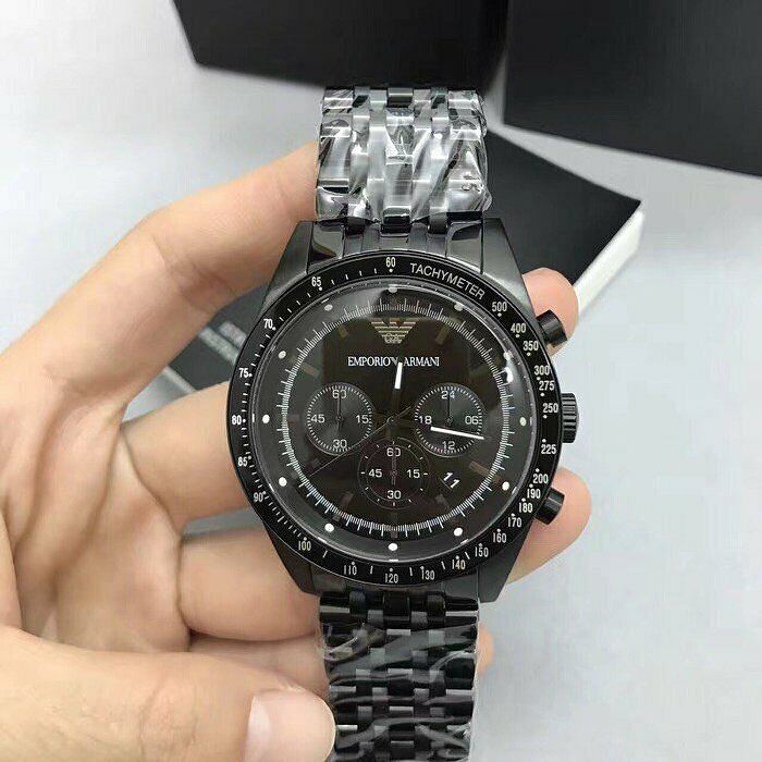 Emporio Armani Tazio Chronograph Black Dial Black Steel Strap Watch For Men - AR5989 Buy Now By Emporio Armani