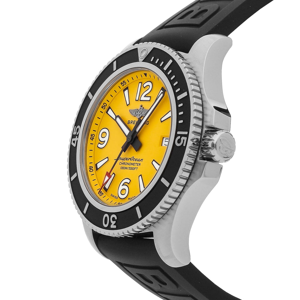 Breitling Superocean Automatic 44mm Yellow Dial Black Rubber Strap Watch for Men - A17367021I1S1 Buy Now By Breitling