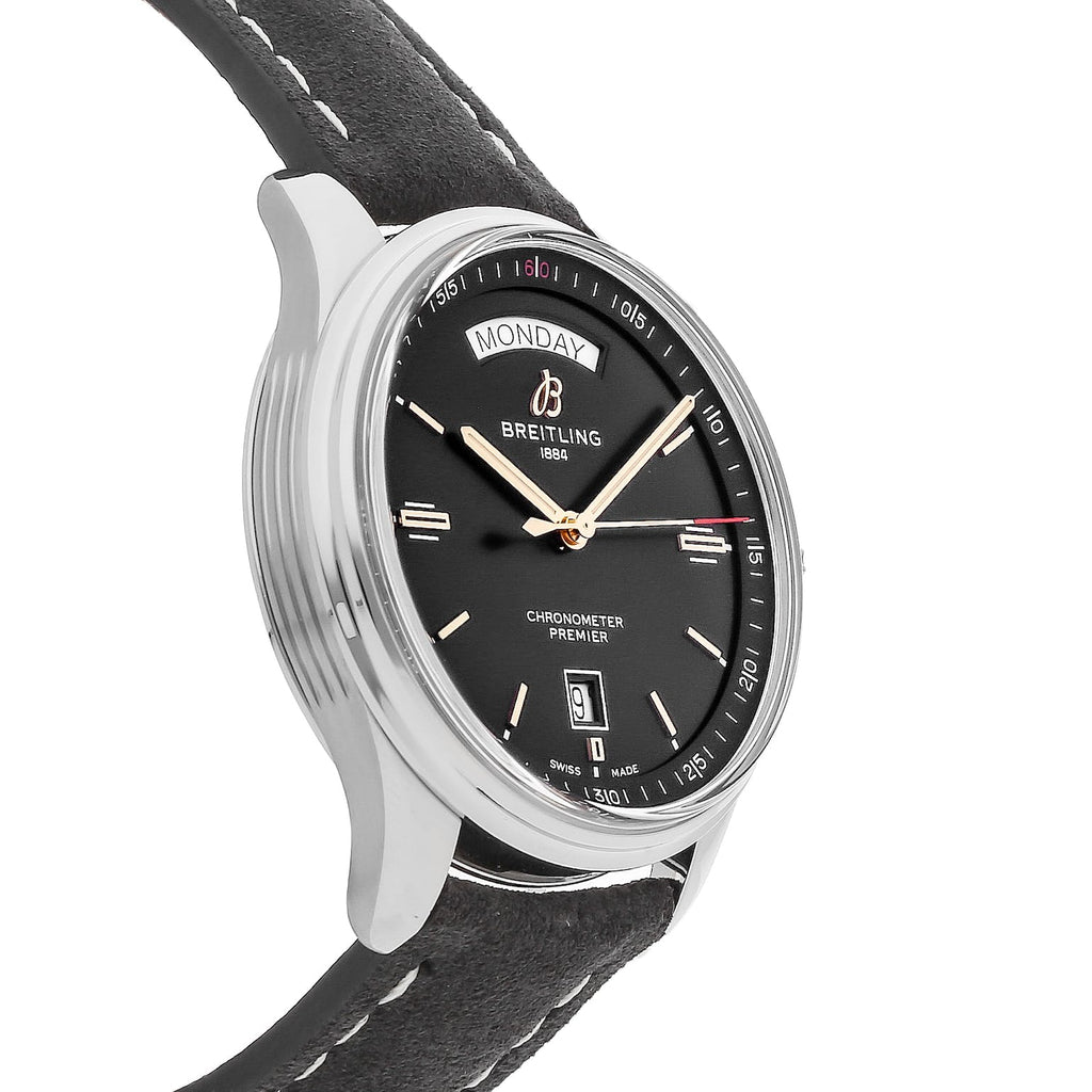 Breitling Premier Automatic 40mm Day & Date Black Dial Black Strap Mens Watch - A45340241B1X1 Buy Now By Breitling