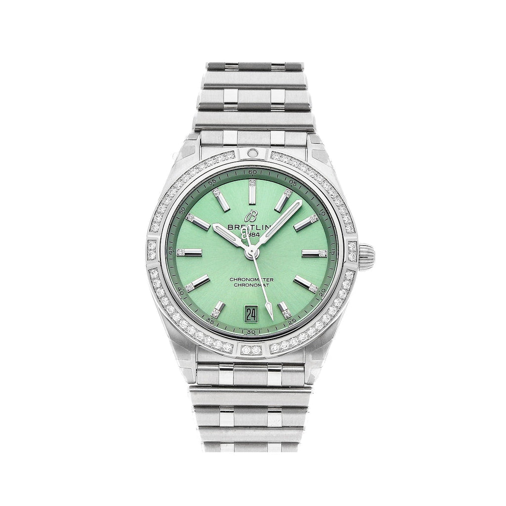 Breitling Chronomat Automatic 36 Diamonds Green Dial Two Tone Steel Strap Watch for Women - A10380591L1A1 Buy Now By Breitling