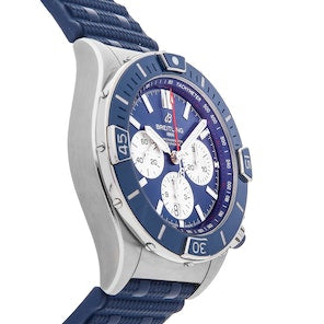 Breitling Super Chronomat B01 44 Blue Dial Blue Rubber Strap Watch for Men - AB0136161C1S1 Buy Now By Breitling