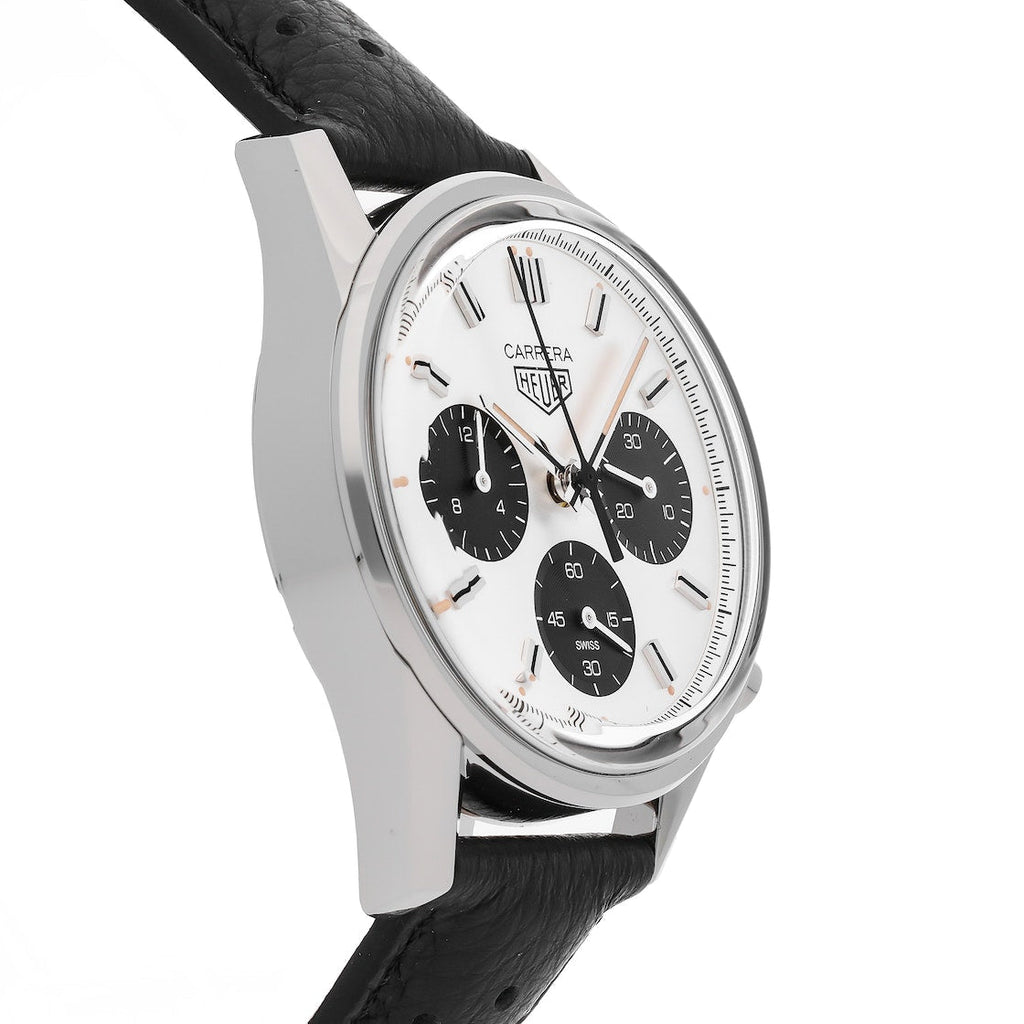 Tag Heuer Carrera Chronograph 60th Anniversary Silver Dial Black Leather Strap Watch for Men - CBK221H.FC8317 Buy Now By Tag Heuer
