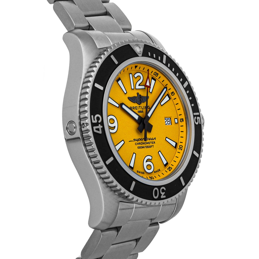 Breitling Superocean II Automatic 44mm Yellow Dial Silver Steel Strap Watch for Men - A17367021I1A1 Buy Now By Breitling