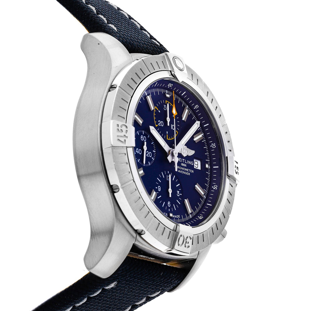 Breitling Avenger Chronograph 45mm Blue Dial Blue Calfskin Strap Watch for Men - A13317101C1X2 Buy Now By Breitling