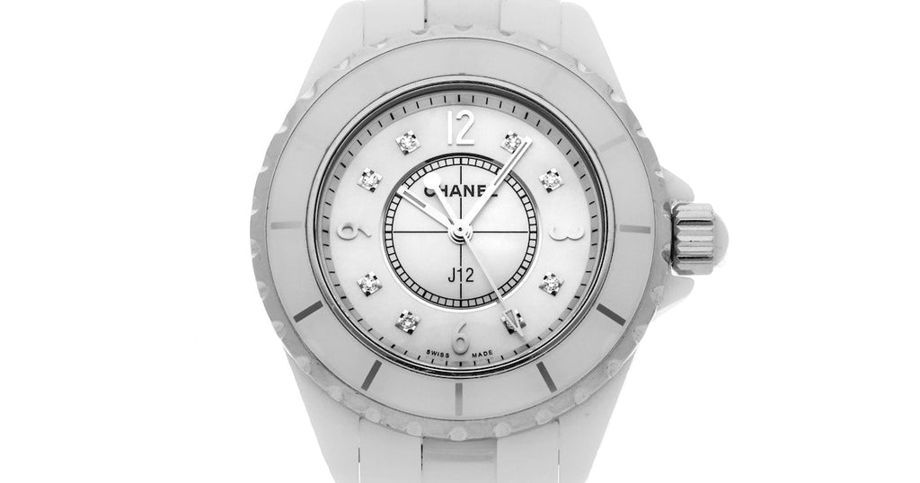 Chanel J12 Diamonds Quartz Ceramic White Dial White Steel Strap Watch for Women - J12 H2422 Buy Now By Chanel