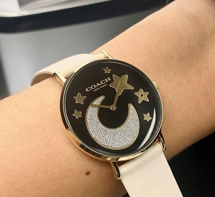 Coach Perry Black Dial White Leather Strap Watch for Women - 14503041 Buy Now By Coach