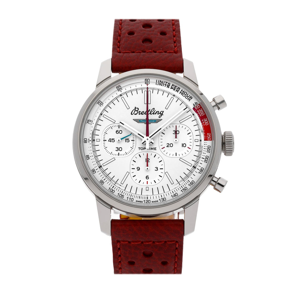 Breitling Top Time B01 Ford Thunderbird White Dial Red Leather Strap Watch for Men - AB01766A1A1X1 Buy Now By Breitling