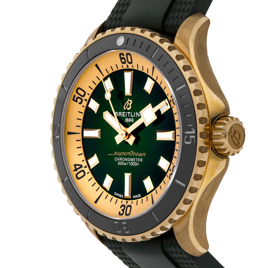 Breitling Superocean Automatic 42 Green Dial Green Rubber Strap Watch for Men - N17375201L1S1 Buy Now By Breitling