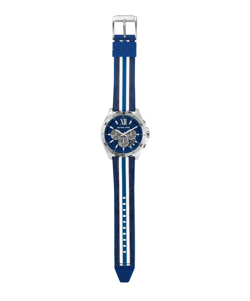 Michael Kors Brecken Chronograph Blue Dial Two Tone PVC Strap Watch For Men - MK8950 Buy Now By Michael Kors
