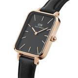 Daniel Wellington Quadro Black Dial Black Leather Strap Watch For Women - DW00100449 Buy Now By Daniel Wellington