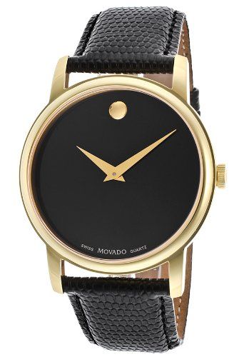 Movado Museum Black Dial Black Leather Strap Watch For Men - 2100005 Buy Now By Movado