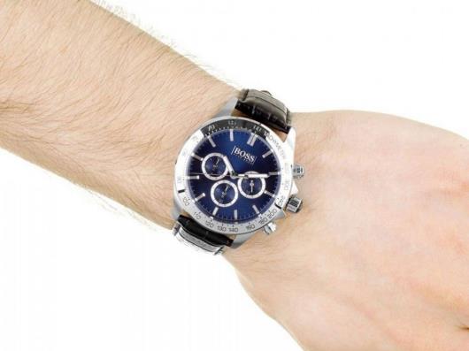 Hugo Boss Ikon Blue Dial Black Leather Strap Watch for Men - 1513176 Buy Now By Hugo Boss