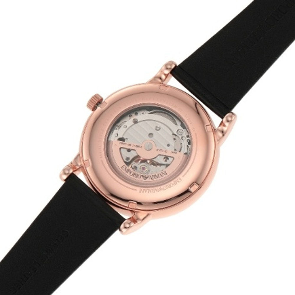 Emporio Armani Luigi Automatic Silver Dial Black Leather Strap Watch For Men - AR60013 Buy Now By Emporio Armani