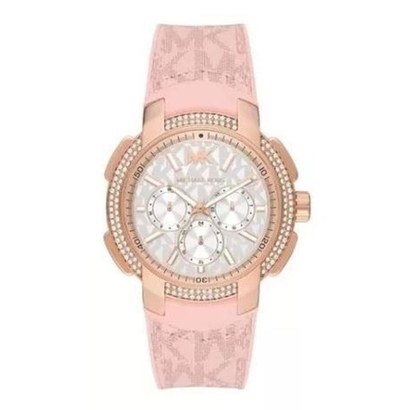 Michael Kors Sidney Multifunction White Dial Pink Silicone Strap Watch For Women - MK7222 Buy Now By Michael Kors