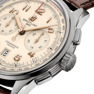 Breitling Premier B01 Chronograph 42 White Dial Brown Leather Strap Watch for Men - AB0145211G1P1 Buy Now By Breitling