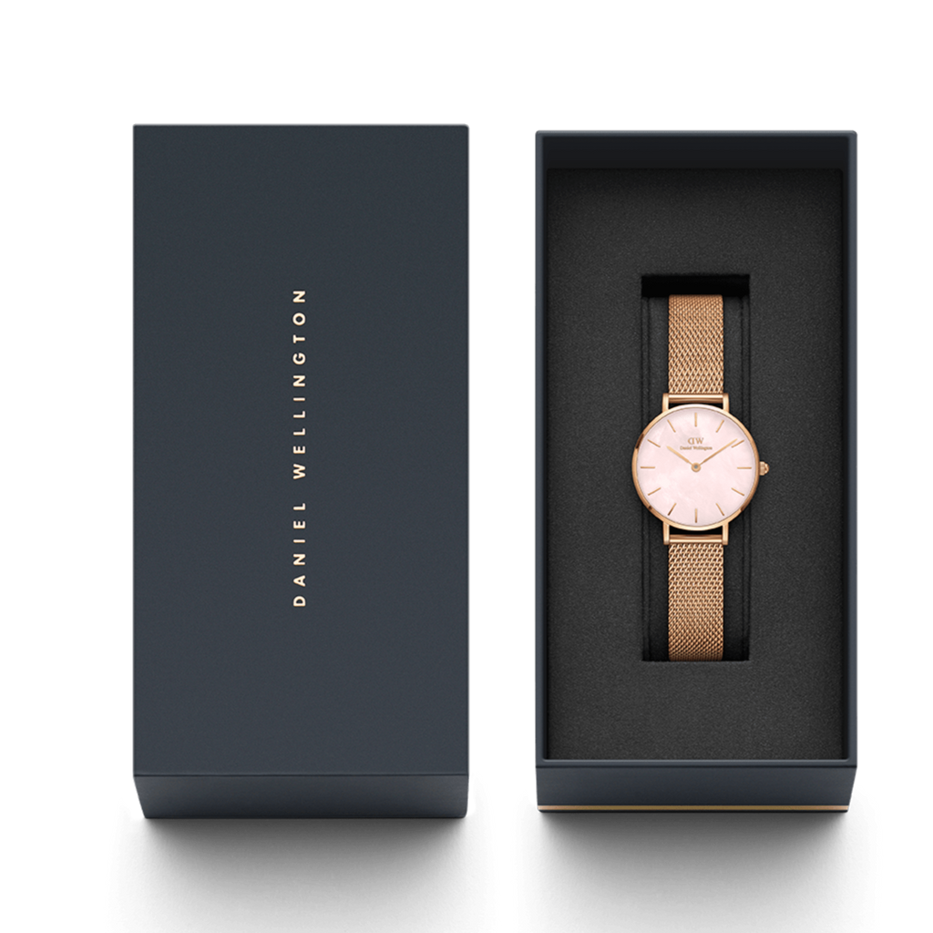 Daniel Wellington Petite Melrose Mother of Pearl Pink Dial Pink Mesh Strap Watch For Women - DW00100513 Buy Now By Daniel Wellington