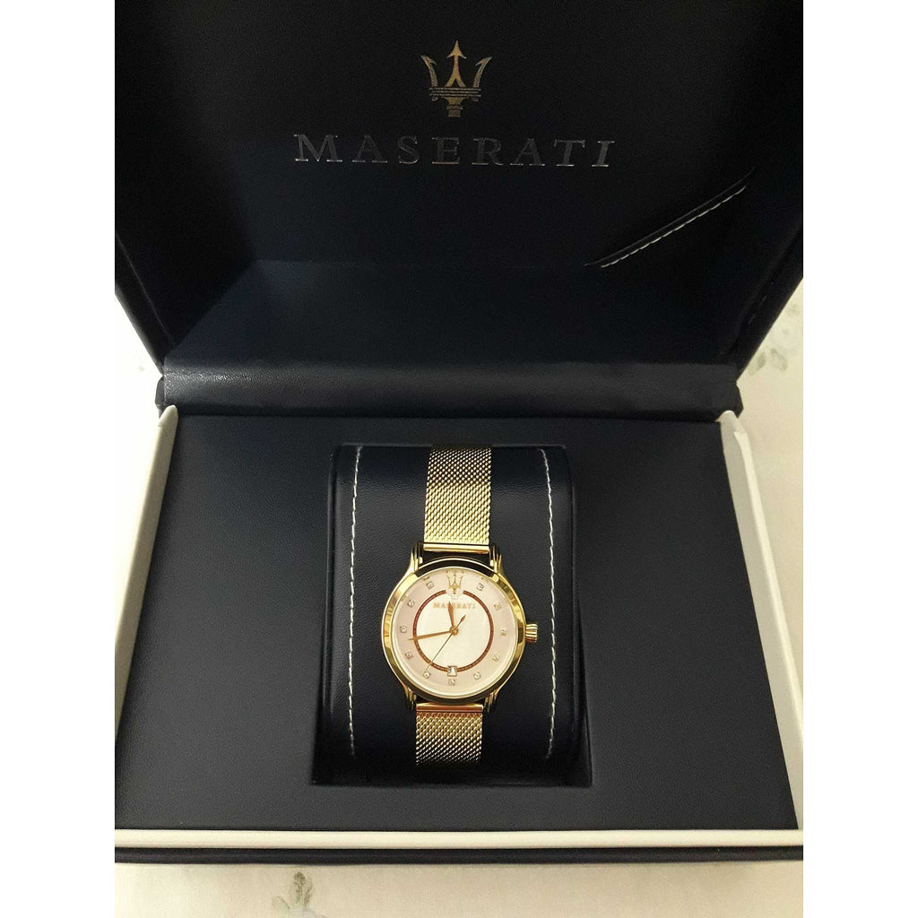 Maserati Epoca Mother of Pearl Dial Yellow Gold Mesh Strap Watch For Women - R8853118502 Buy Now By Maserati