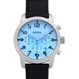Fossil Pilot Chronograph Sky Blue Dial Black Leather Strap Watch for Men - FS5162 Buy Now By Fossil