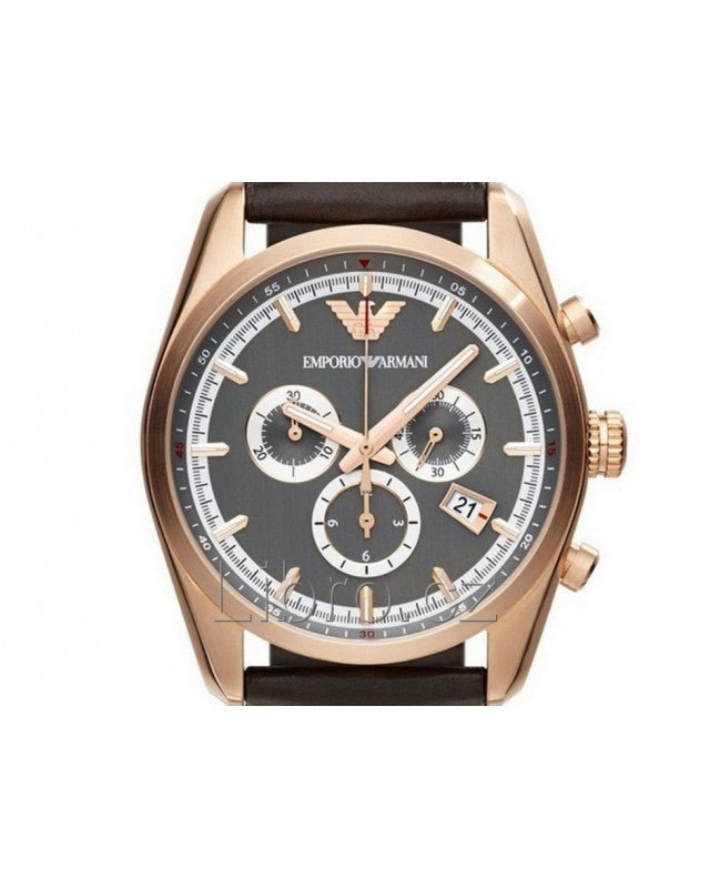 Emporio Armani Chronograph Gray Dial Brown Leather Strap Watch For Men - AR6043 Buy Now By Emporio Armani