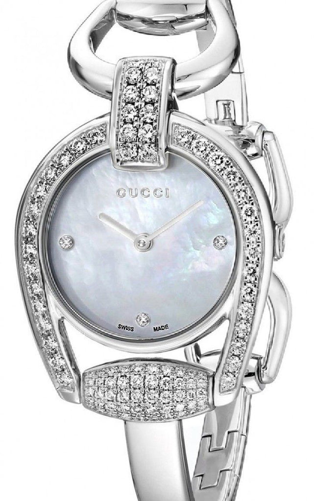 Gucci Horsebit Collection Diamonds Mother of Pearl Dial Silver Steel Strap Watch For Women - YA139505 Buy Now By Gucci