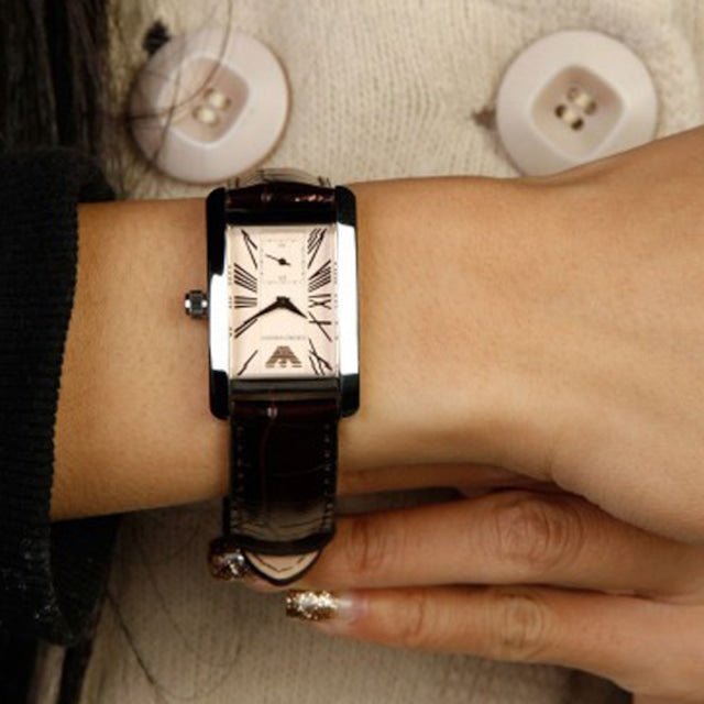 Emporio Armani Classic Beige Dial Brown Leather Strap Watch For Women - AR0155 Buy Now By Emporio Armani
