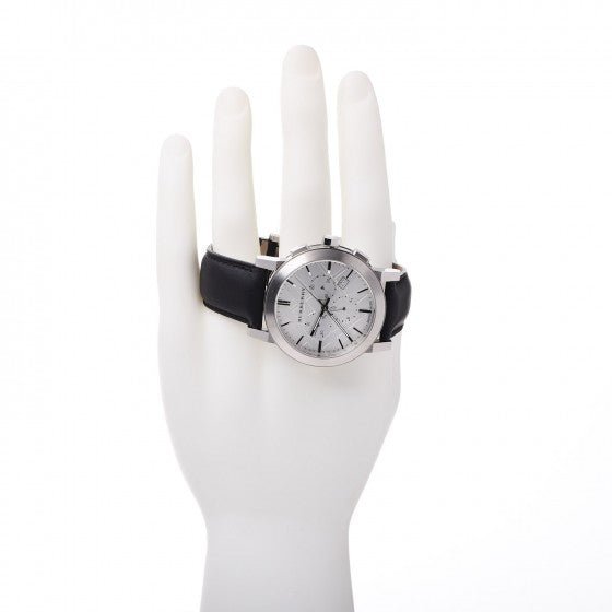 Burberry The City Chronograph White Dial Black Leather Strap Watch for Men - BU9355 Buy Now By Burberry