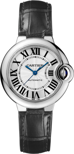 Cartier Ballon Bleu De Cartier Silver Dial Black Leather Strap Watch for Women - WSBB0030 Buy Now By Cartier