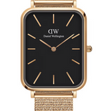 Daniel Wellington Quadro Pressed Melrose Black Dial Gold Mesh Bracelet Watch For Men - DW00100466 Buy Now By Daniel Wellington
