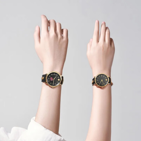 Versace V-Circle Manifesto Edition Black Dial Black Leather Strap Watch for Men - VBQ050017 Buy Now By Versace