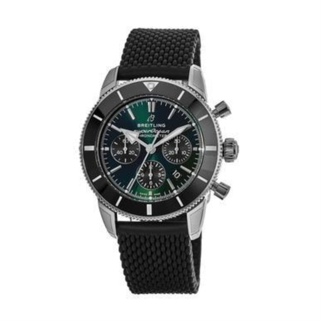 Breitling Superocean Heritage B01 Chronograph 44 Limited Edition Green Dial Black Mesh Bracelet Watch for Men - AB01621A1L1S1 Buy Now By Breitling