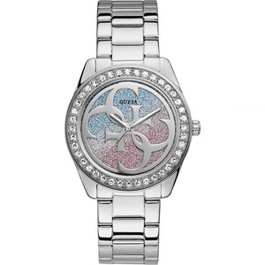 Guess G Twist Diamonds Silver Dial Silver Steel Strap Watch For Women - W1201L1 Buy Now By Guess