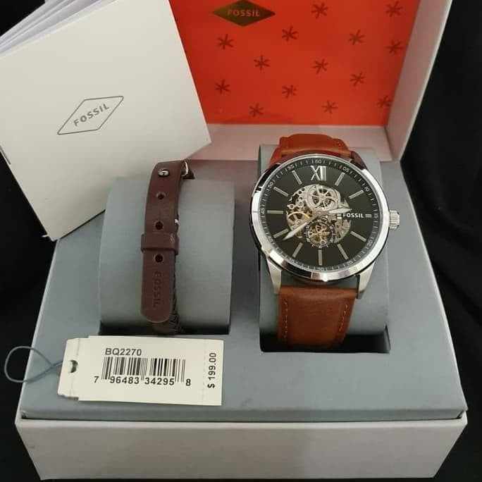 Fossil Flynn Automatic Black Dial Brown Leather Strap Watch for Men - BQ2270 Buy Now By Fossil