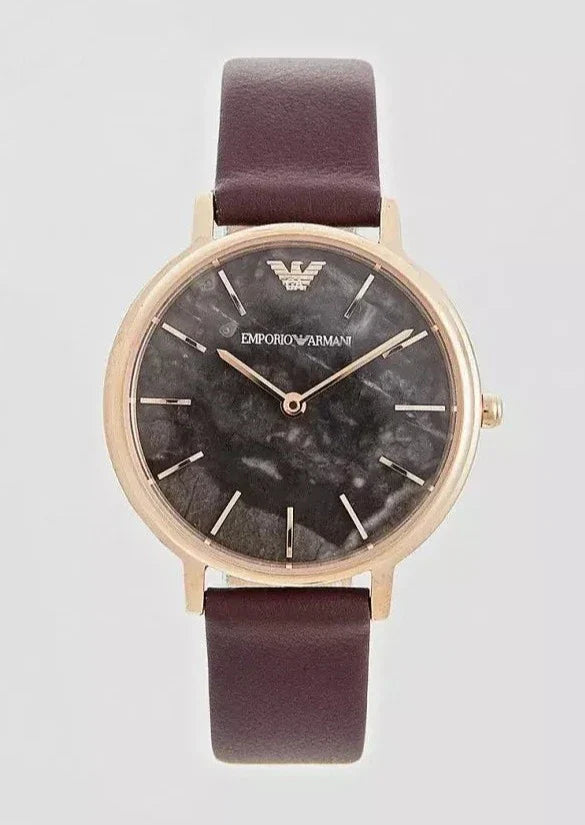 Emporio Armani Quartz Grey Dial Brown Leather Strap Watch For Women - AR11172 Buy Now By Emporio Armani