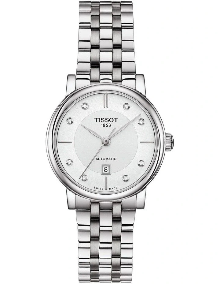 Tissot T Classic Carson Premium White Diamonds Dial Silver Steel Strap Watch for Women - T1222071103600 Buy Now By Tissot