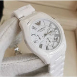 Emporio Armani Chronograph Ceramic White Dial Watch For Women - AR1403 Buy Now By Emporio Armani