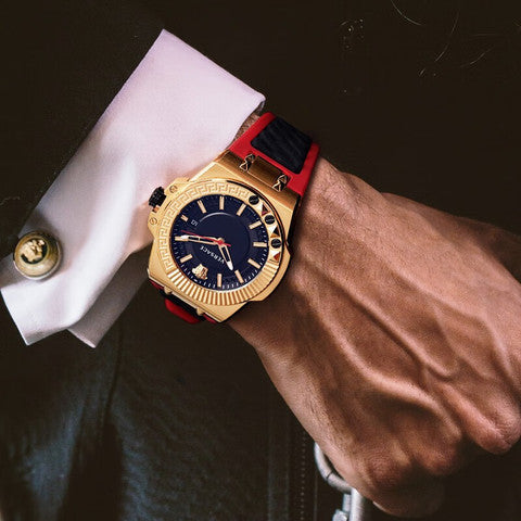 Versace Chain Reaction Quartz Black Dial Red & Black Rubber Strap Watch for Men - VEDY00319 Buy Now By Versace