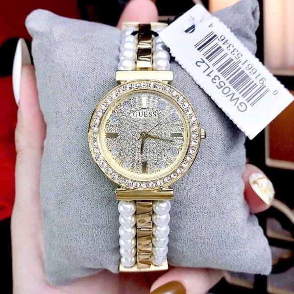 Guess Gala Diamonds Gold Dial Two Tone Steel Strap Watch for Women - GW0531L2 Buy Now By Guess