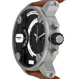 Diesel SBA Dual Time Black Dial Brown Leather Strap Watch For Men - DZ7264 Buy Now By Diesel