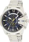 Diesel Mega Chief Chronograph Blue Dial Silver Steel Strap Watch For Men - DZ4465 Buy Now By Diesel
