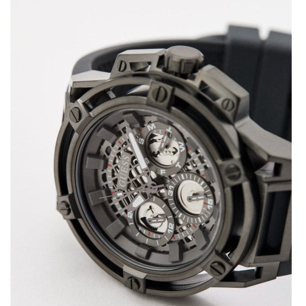 Guess Matrix Multifunction Grey Dial Grey Rubber Strap Watch for Men - GW0423G3 Buy Now By Guess