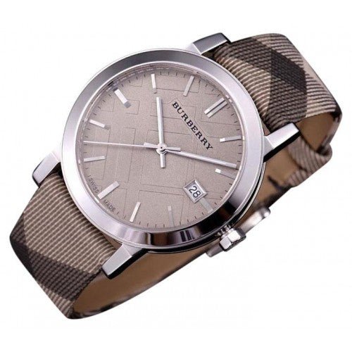 Burberry The City Grey Dial Checked Grey Leather Strap Watch for Women - BU9118 Buy Now By Burberry