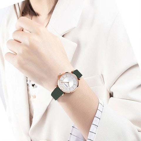 Emporio Armani Pro Planet Analog Silver Dial Green Leather Strap Watch For Women - AR11517 Buy Now By Emporio Armani