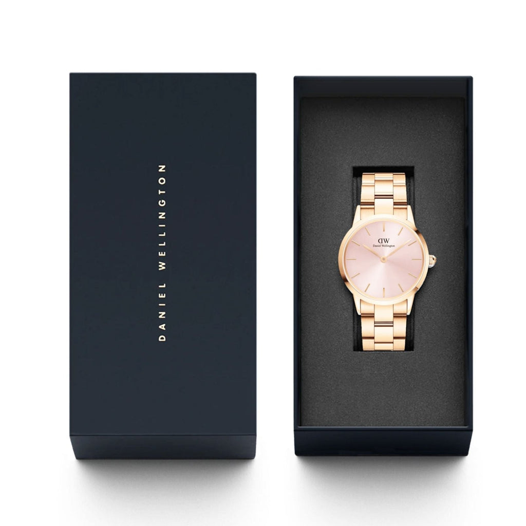 Daniel Wellington Iconic Link Pink Dial Rose Gold Steel Strap Watch For Women - DW00100333 Buy Now By Daniel Wellington