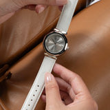 Guess Rumour Silver Dial White Leather Strap Watch For Women - GW0689L1 Buy Now By Guess