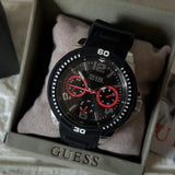 Guess Tread Black Dial Black Rubber Strap Watch for Men - W0967G1 Buy Now By Guess