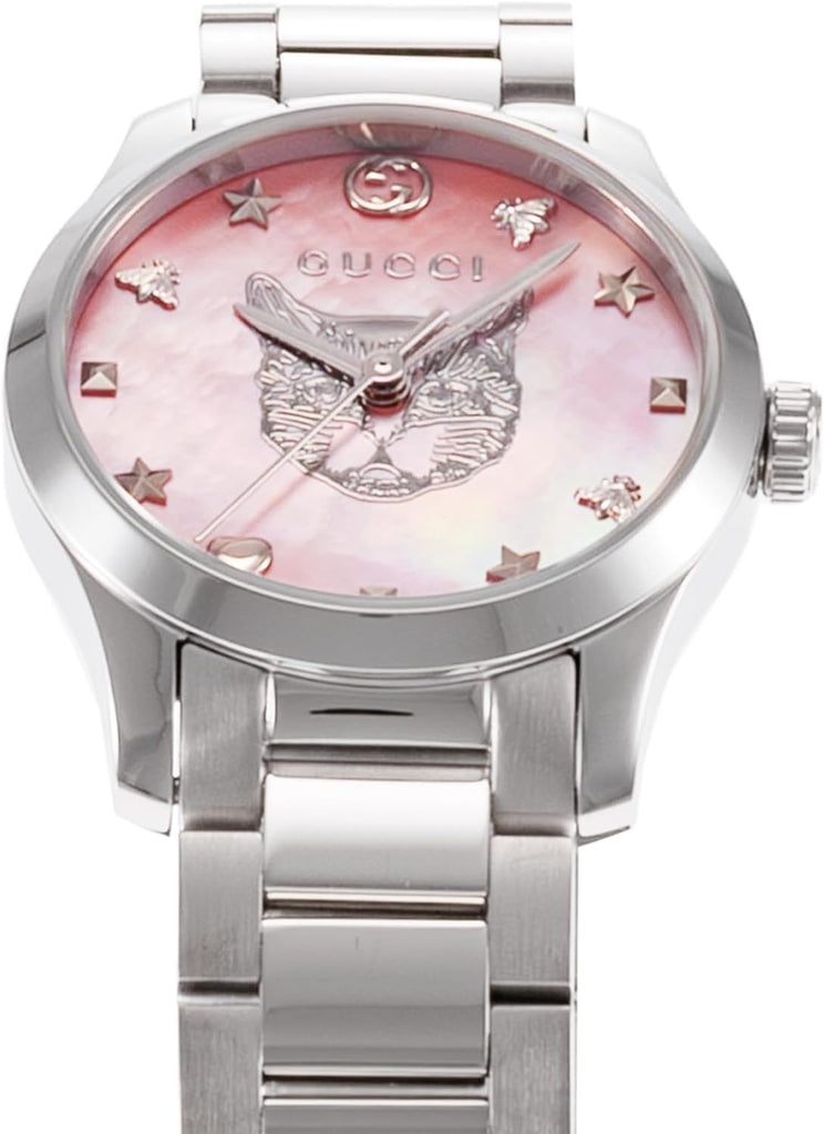 Gucci G Timeless Quartz Mother of Pearl Pink Dial Silver Steel Strap Watch For Women - YA1265013 Buy Now By Gucci